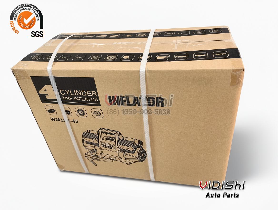 HF102 320L 4-Cylinder Tire Inflator 12V 150 PSI 400 L/min 5 Shipping carton for the 4 cylinder tire inflator with the model code printed on it