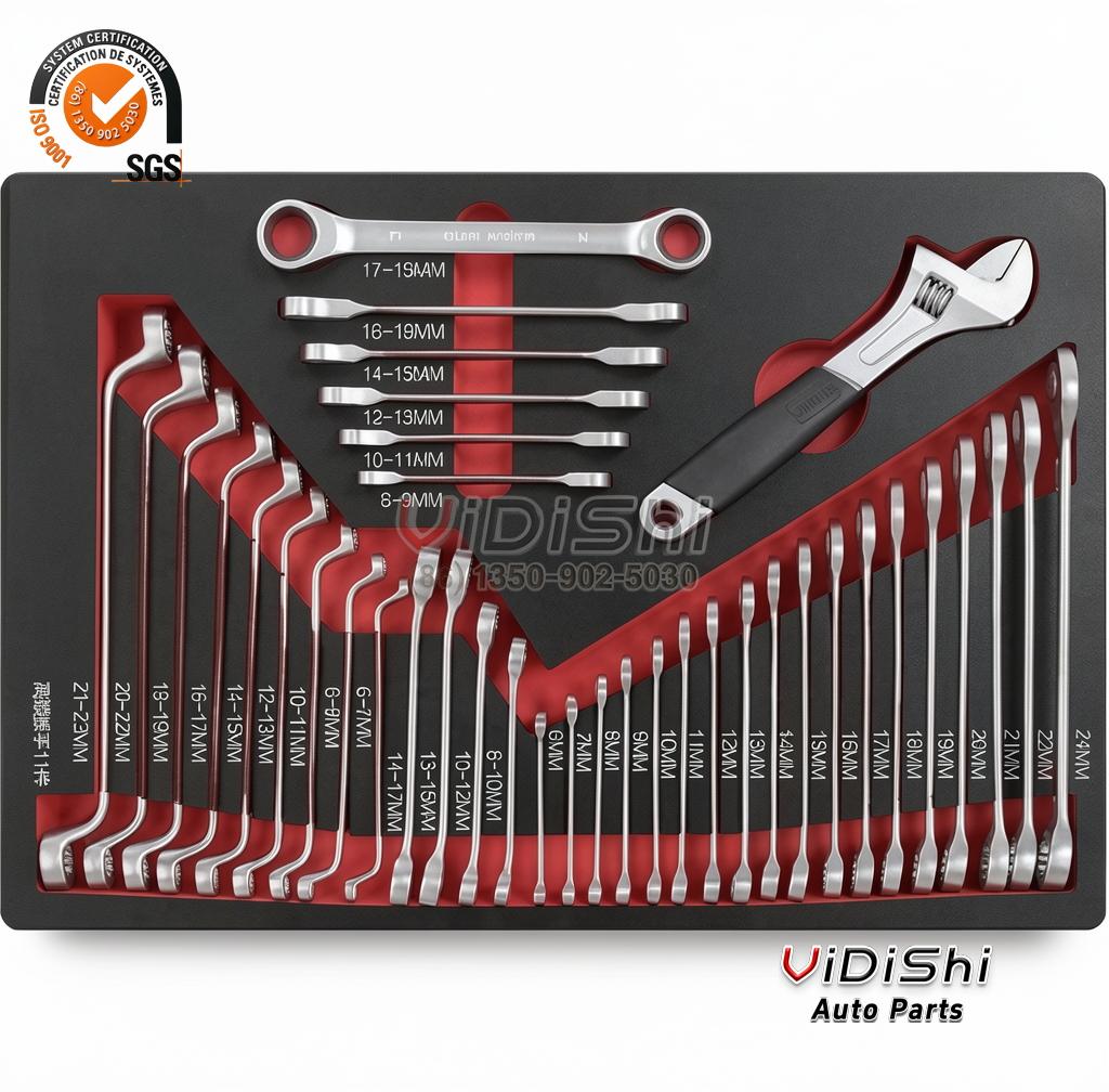 Spanner set seated in a laser-cut foam tray