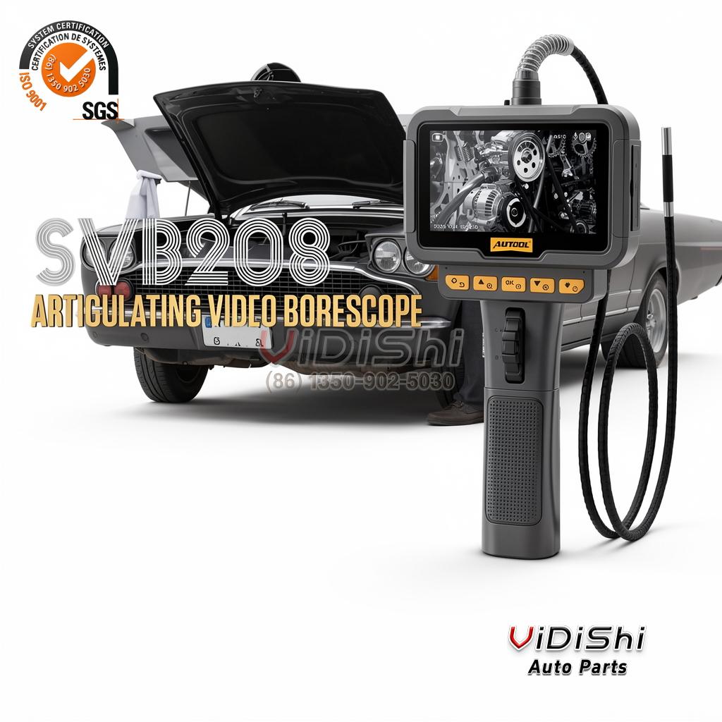 All Products 8 Borescope in use beside a vehicle with the screen facing the operator