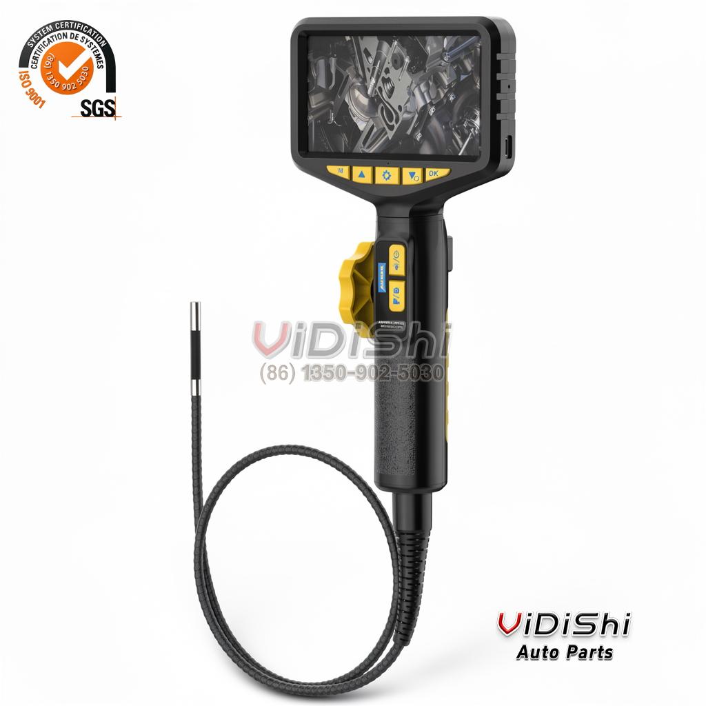 Borescope with the articulating probe extended in a straight line
