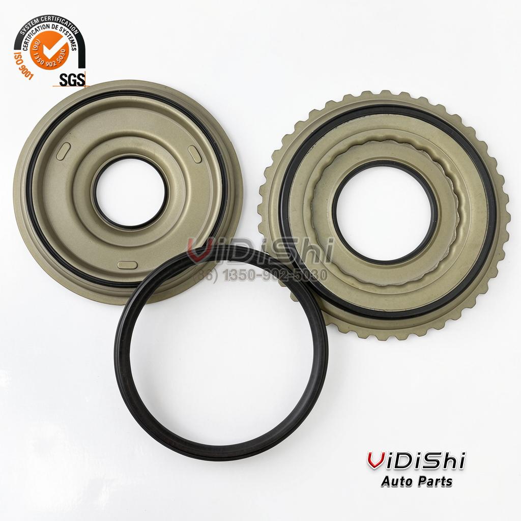 Transmission Piston Kit U760E0013AM Replacement for U760 3 Five-piece transmission piston kit laid out on a white surface