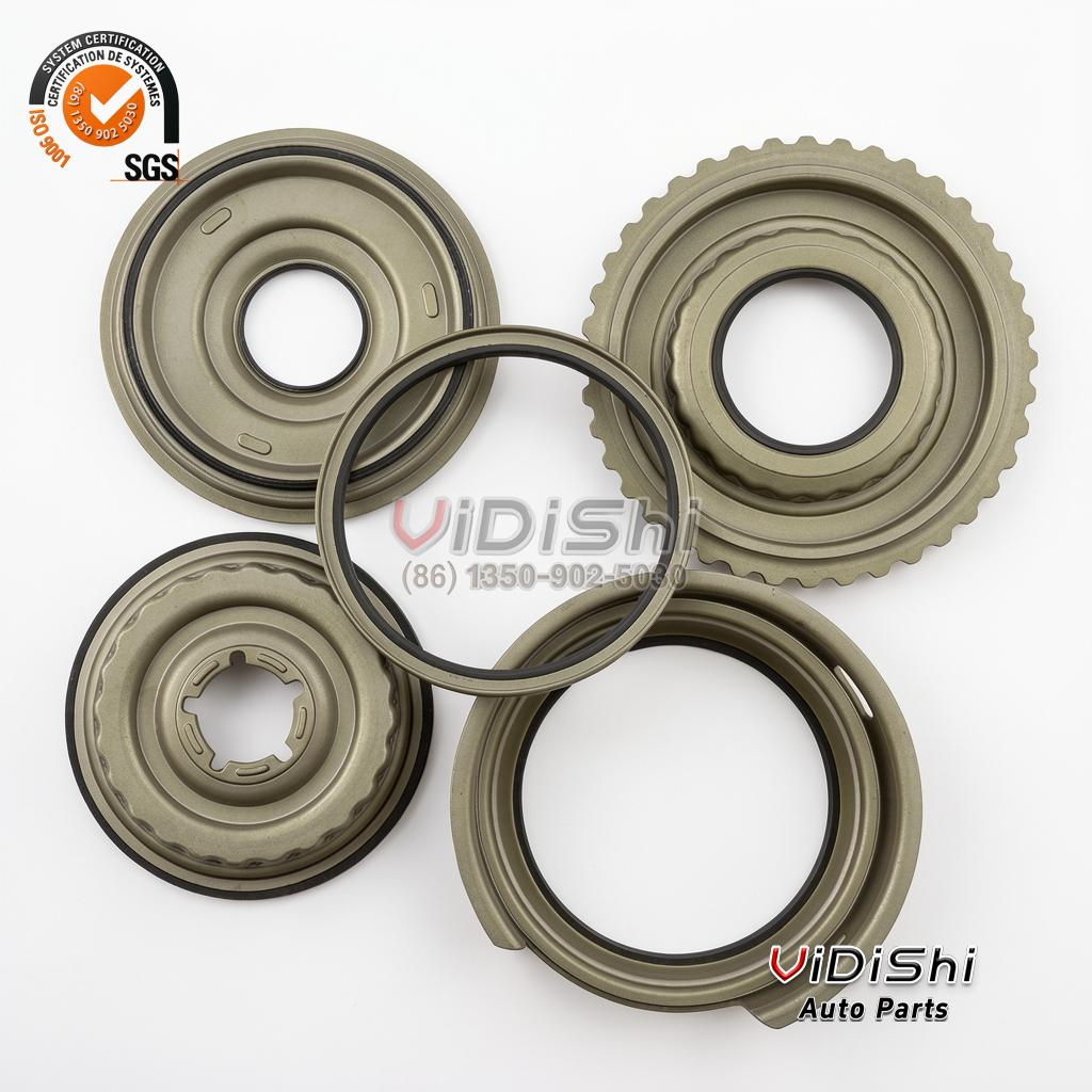 Transmission Piston Kit U760E0013AM Replacement for U760 5 Four pistons sealed on a card with a specification label