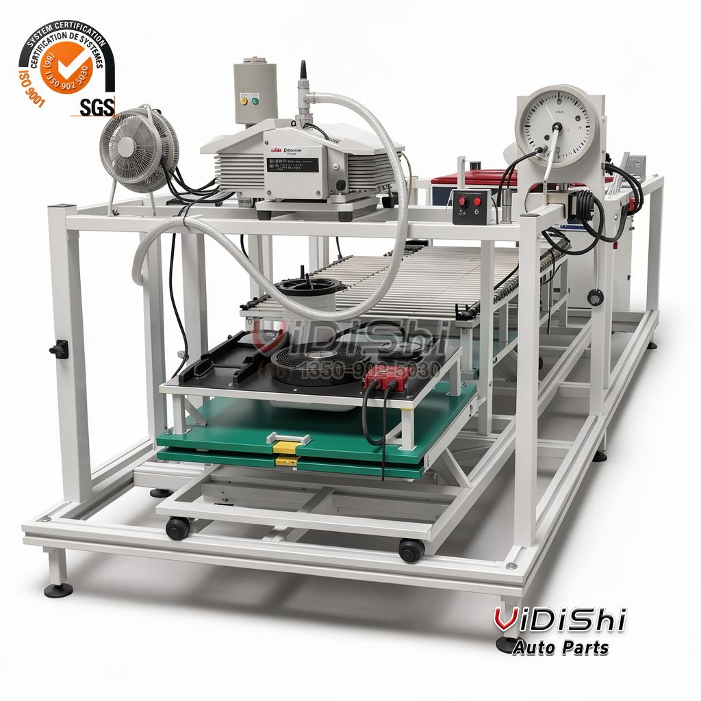 Assembly bench with compressor and test rig components