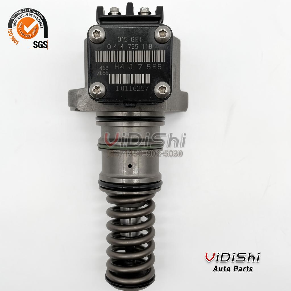 0414755018 PLD Unit Pump for Liebherr D934 D936 and Deutz 1013 2 0414755018 unit pump standing straight with nameplate 0 414 755 118 legible