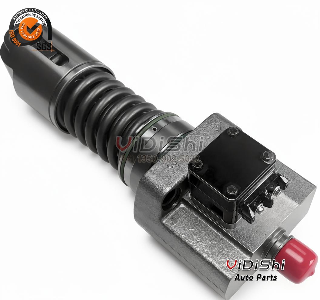All Products 7 The head end of a 332X1021 unit pump with the black connector block on its four-screw plate and the cast flange