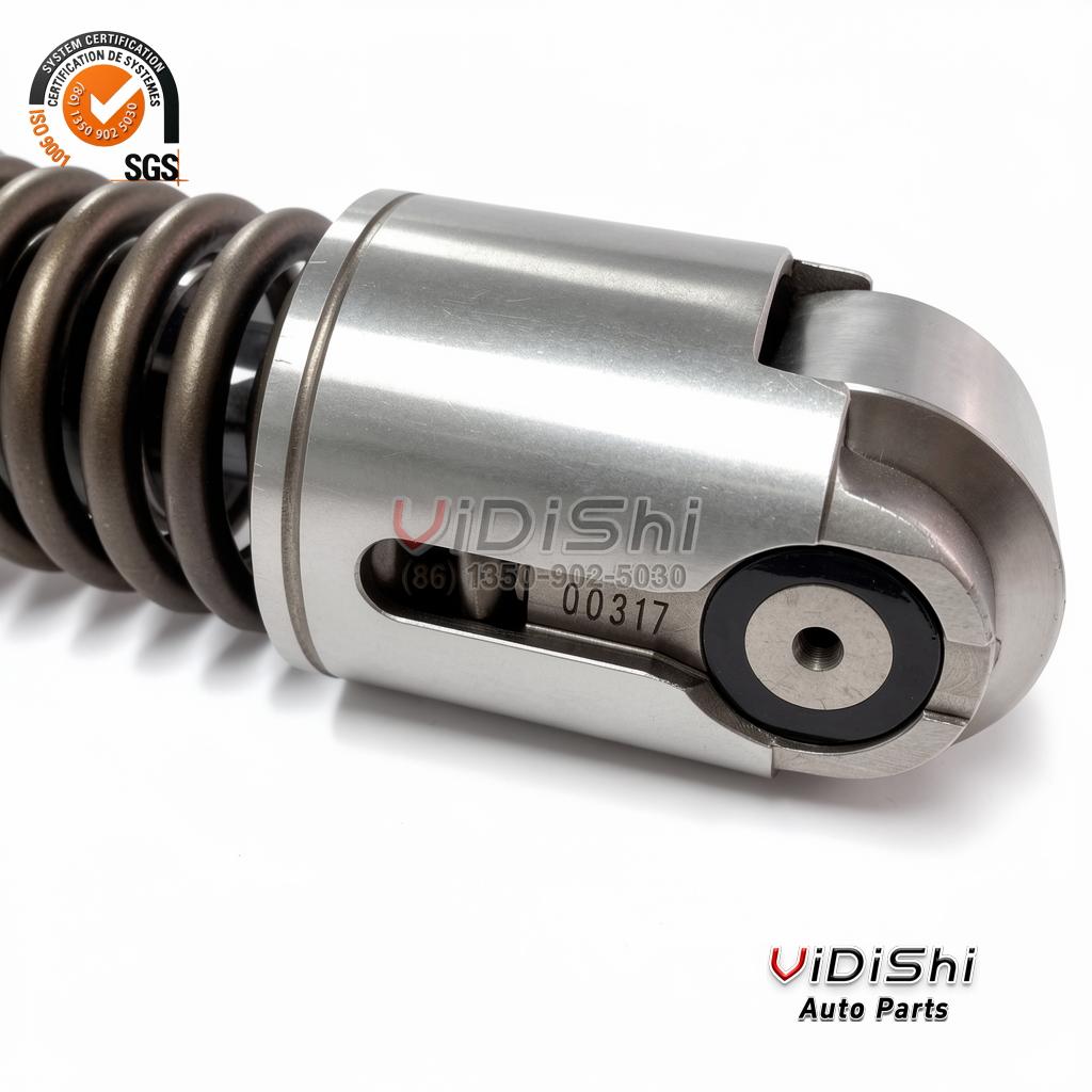 332X1021R Exchange Unit Pump for GE 12V250 Locomotive Diesel 4 332X1021R unit pump roller end close up with tappet foot and etched code