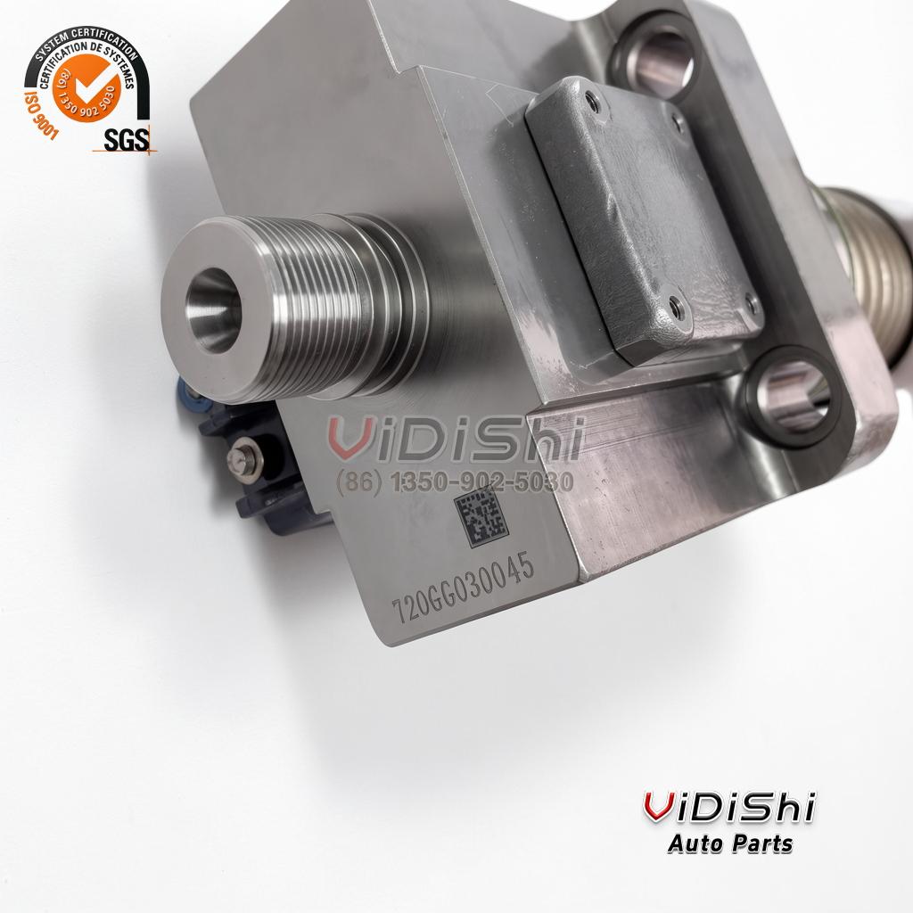 A 705503AT unit pump with the square code and 720GG030045 engraved on the face beside the threaded outlet