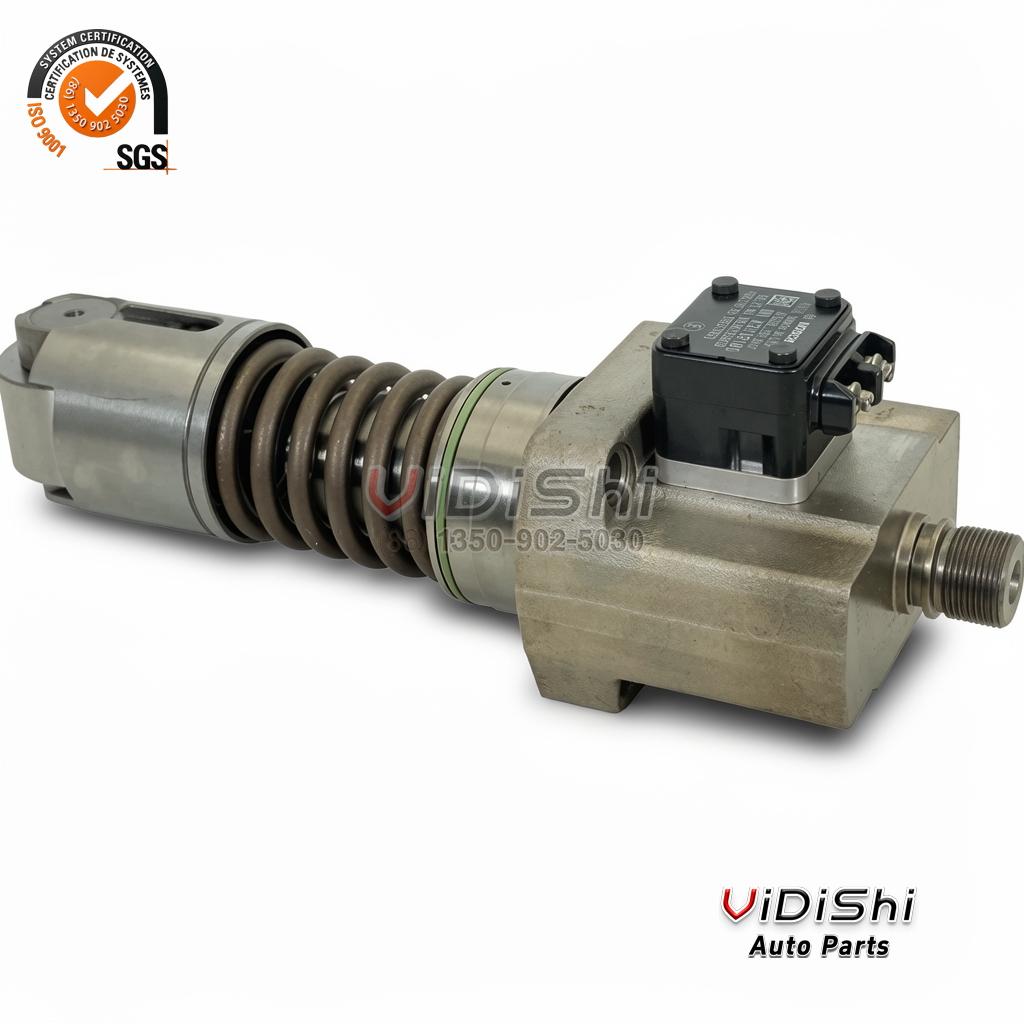 The machined head of a 705503AT unit pump, the threaded high pressure outlet forward and the cast face behind it