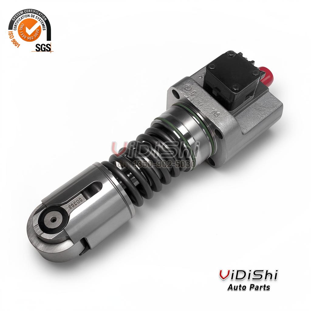F00BL0P047 Unit Pump for GE GEVO V12 Locomotive Engines 6 F00BL0P047 unit pump overhead view showing solenoid head and roller tappet