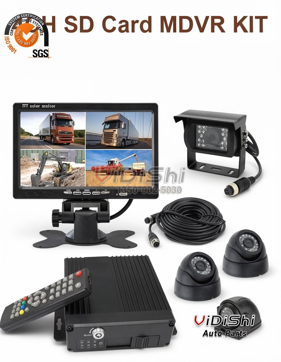 All Products 9 K-FOX KD-898 24V Truck 360 Camera System with DVR and Monitor installation