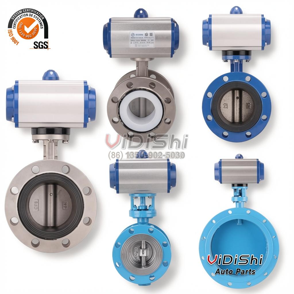 Butterfly Valve Pneumatic BV-G75GJ for cement and powder handling 6 Vidishi Auto Butterfly Valve pair view