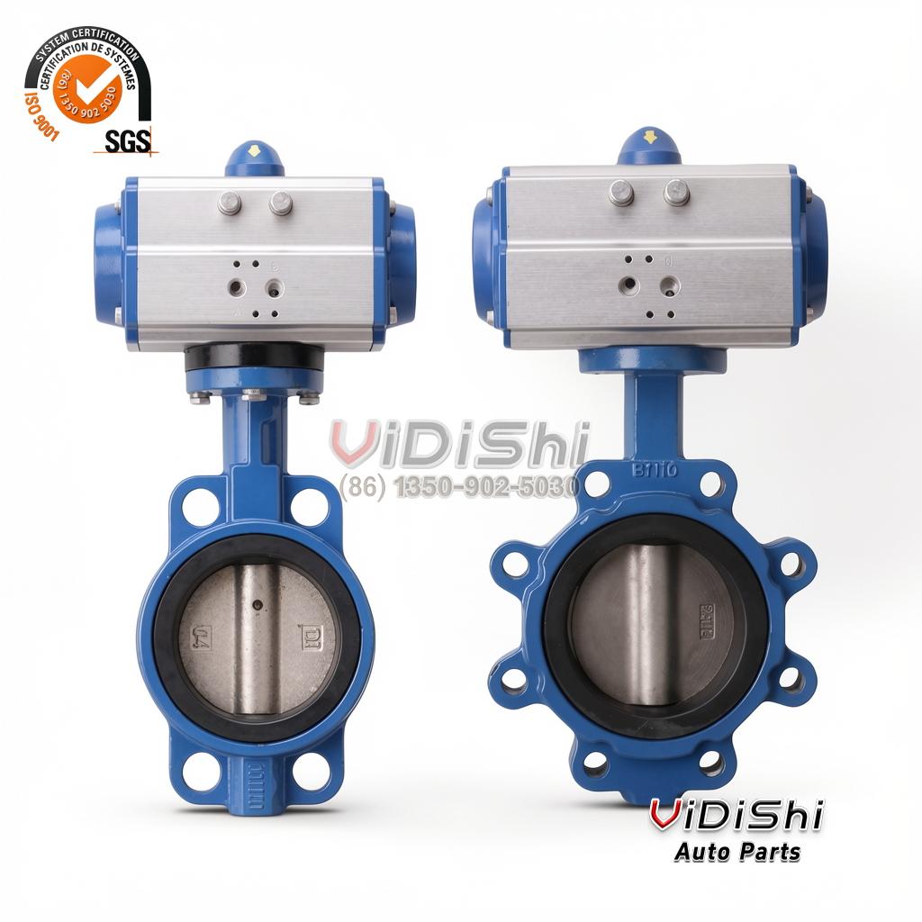 Butterfly Valve Pneumatic BV-G75GJ for cement and powder handling 2 Vidishi Auto Butterfly Valve side view