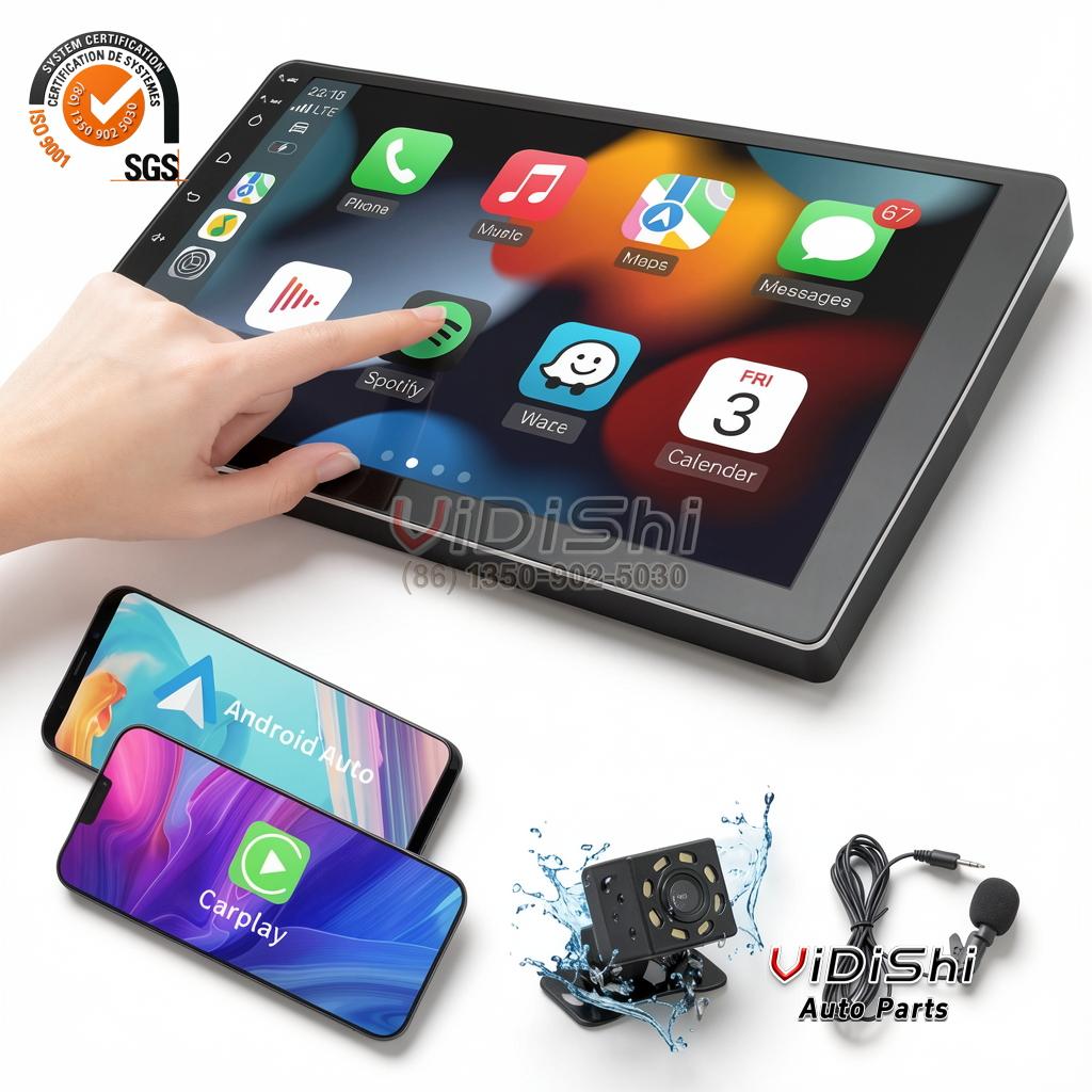 Car DVD Player Android 1024x600 for Universal single and double din 2 Vidishi Auto Car DVD Player side view