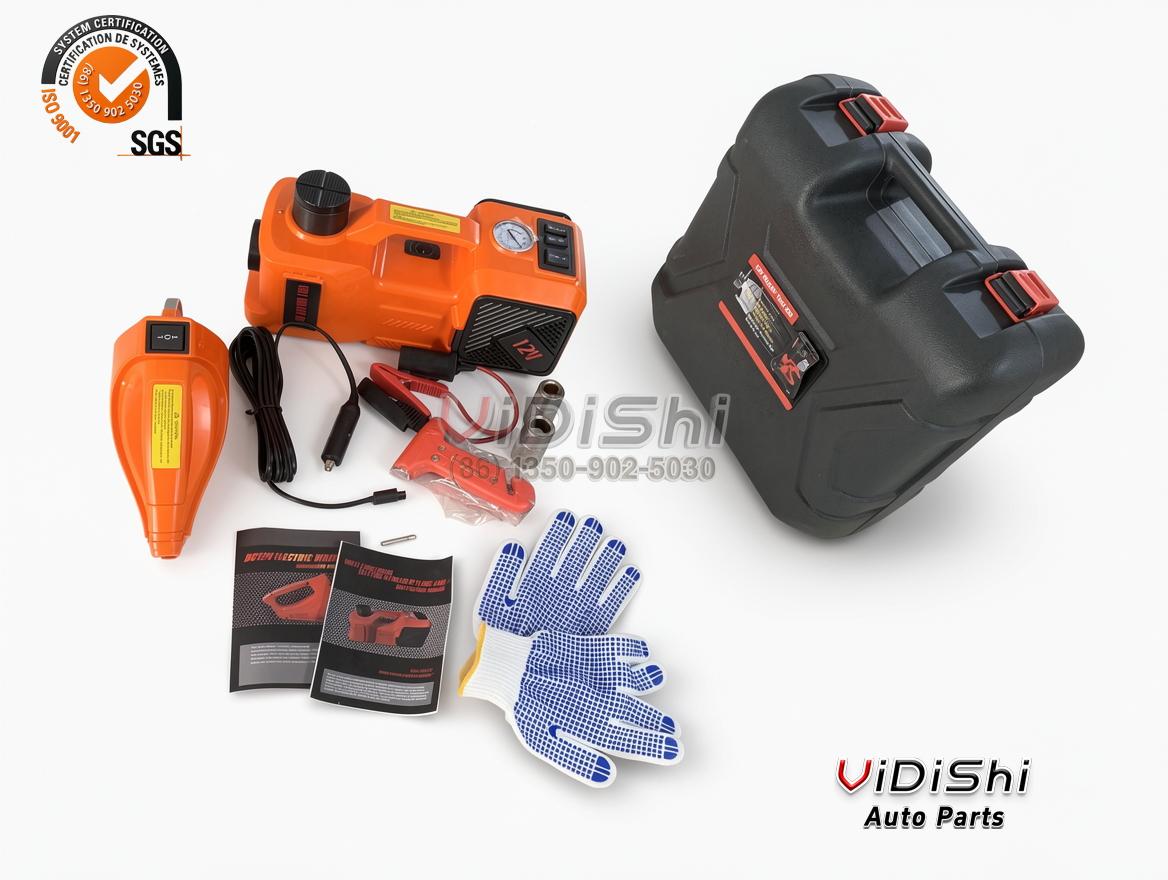 All Products 9 Multifunctional 3 in 1 Car ELectric Jack DC12V 5T Compressor Wrench Vehicle Tools Emergency Tool Kit gallery view