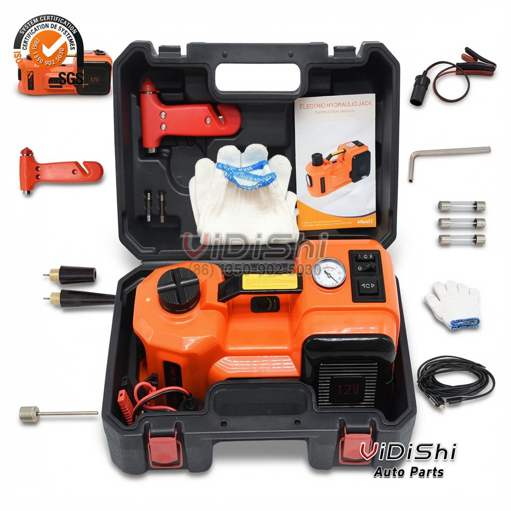 All Products 10 New Product 5 Ton Electric Car Jack With Air Pump 12v Electric Hydraulic Car Jack Kit Set for Tire Change and Road Emergency gallery view