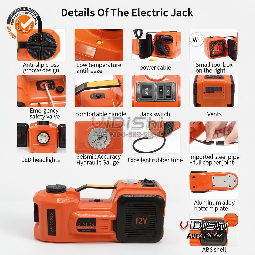 All Products 9 New Product 5 Ton Electric Car Jack With Air Pump 12v Electric Hydraulic Car Jack Kit Set for Tire Change and Road Emergency gallery view