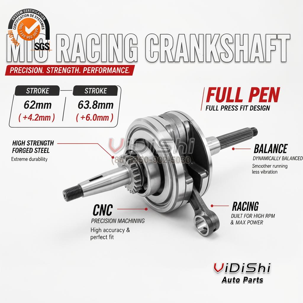 All Products 8 High Performance Kruk As Mio Racing Forged Crankshaft 62mm 63.8mm for Yamaha Mio Sporty Soul GT MX Crankshafts gallery view