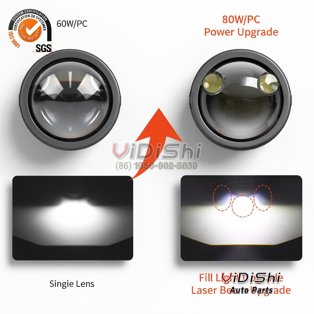 FogLight front view view of Wholesale High Power Laser Bi Led Tricolor High Low Laser Sp