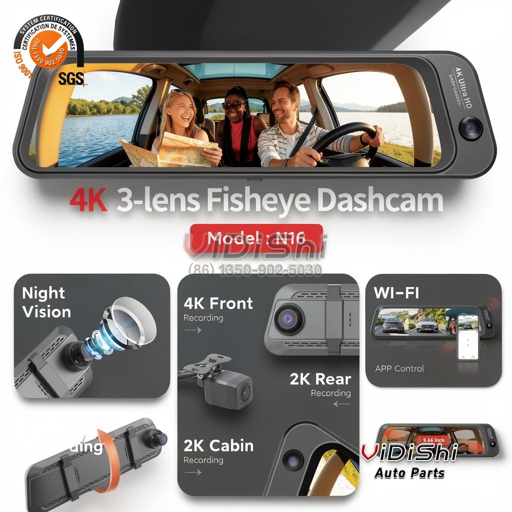 All Products 10 Carlover 4K UHD Fisheye 3 Camera Dash Cam with GPS 2K Rear ADAS Parking Monitor Video Recorder Universal Fitment gallery view