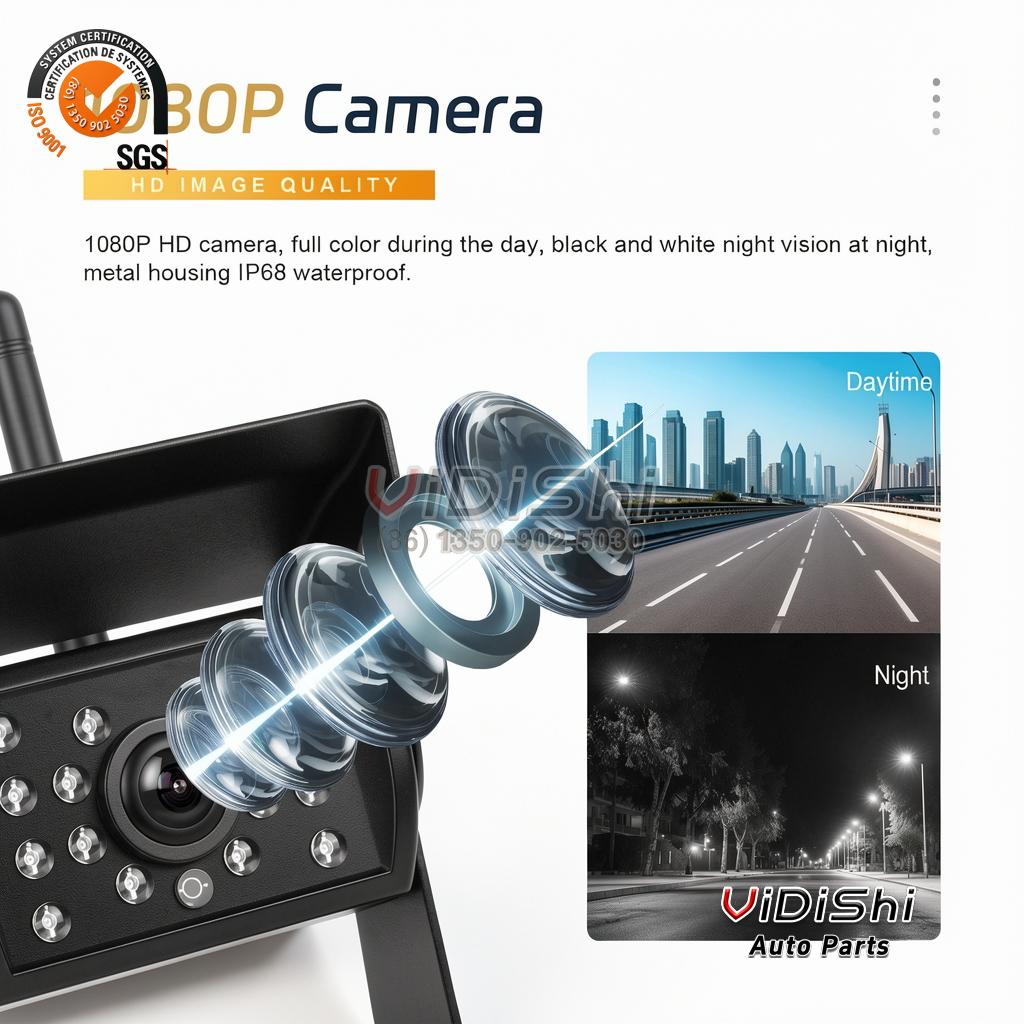 All Products 10 Podofo Digital Signal 7'' Wireless Backup Camera Monitor IP68 Waterproof Night Vision 2 X Rear Camera for Trucks Bus RV OEM/ODM gallery view