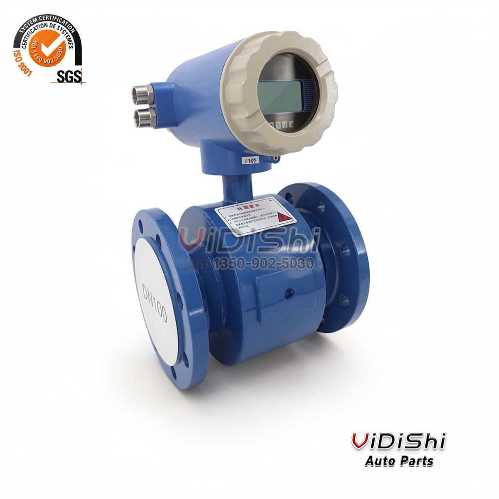 LANHUI Hot Selling OEM 304 Stainless Steel Chemical Industry Liquid Water Flowmeter Electromagnetic Flow Meter DN100 2-Year front view