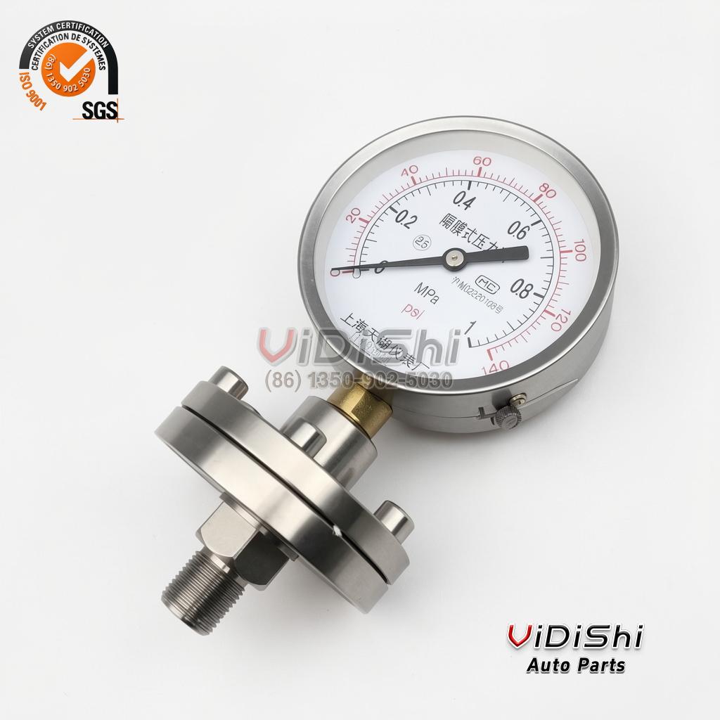 YTP-100 M20*15 Threaded Stainless Steel Diaphragm Pressure Gauge 0-06 1/16 25MPA front view