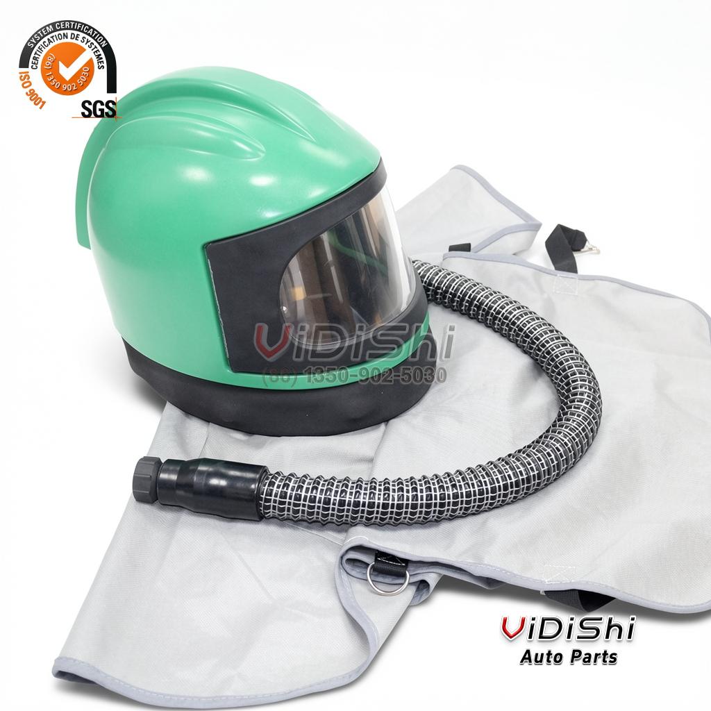 Hood front view view of Sandblasting Helmet with Shoulder Protective Cape Sand Blast