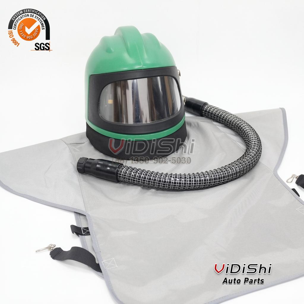 All Products 11 Hood material closeup view of Sandblasting Helmet with Shoulder Protective Cape Sand Blast