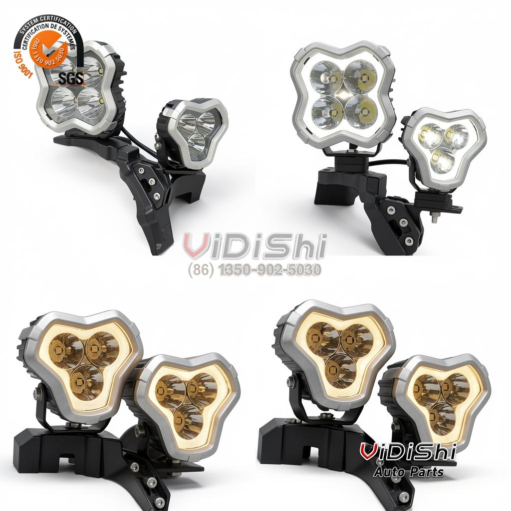 All Products 8 Hood engine side view of 90W 9900LM Tri Spot Auxiliary Light With Amber White DRL Cha