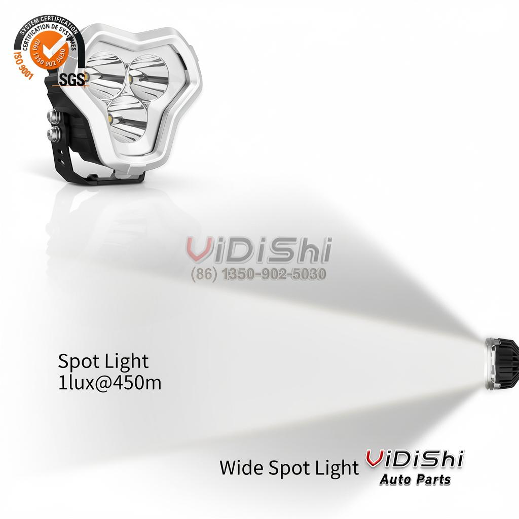 All Products 11 Hood material closeup view of 90W 9900LM Tri Spot Auxiliary Light With Amber White DRL Cha