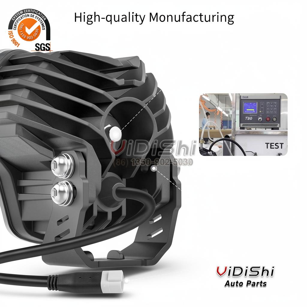 All Products 10 Hood on vehicle view of 90W 9900LM Tri Spot Auxiliary Light With Amber White DRL Cha
