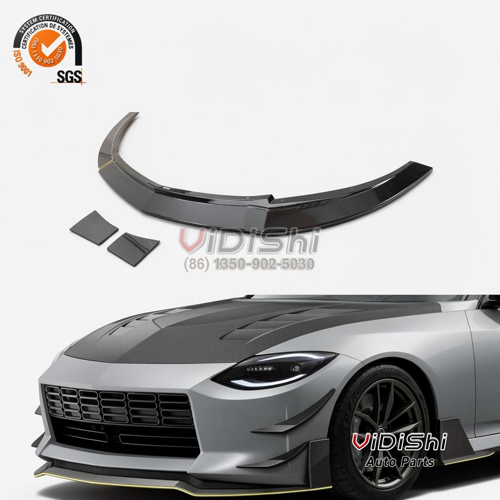 All Products 10 Spoiler on vehicle view of 400Z Carbon Fiber Front Lip Spoiler