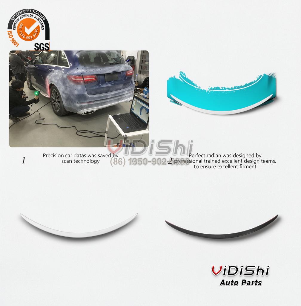 Spoiler front view view of Carbon Fiber Electric Car Model S Ducktail Spoiler