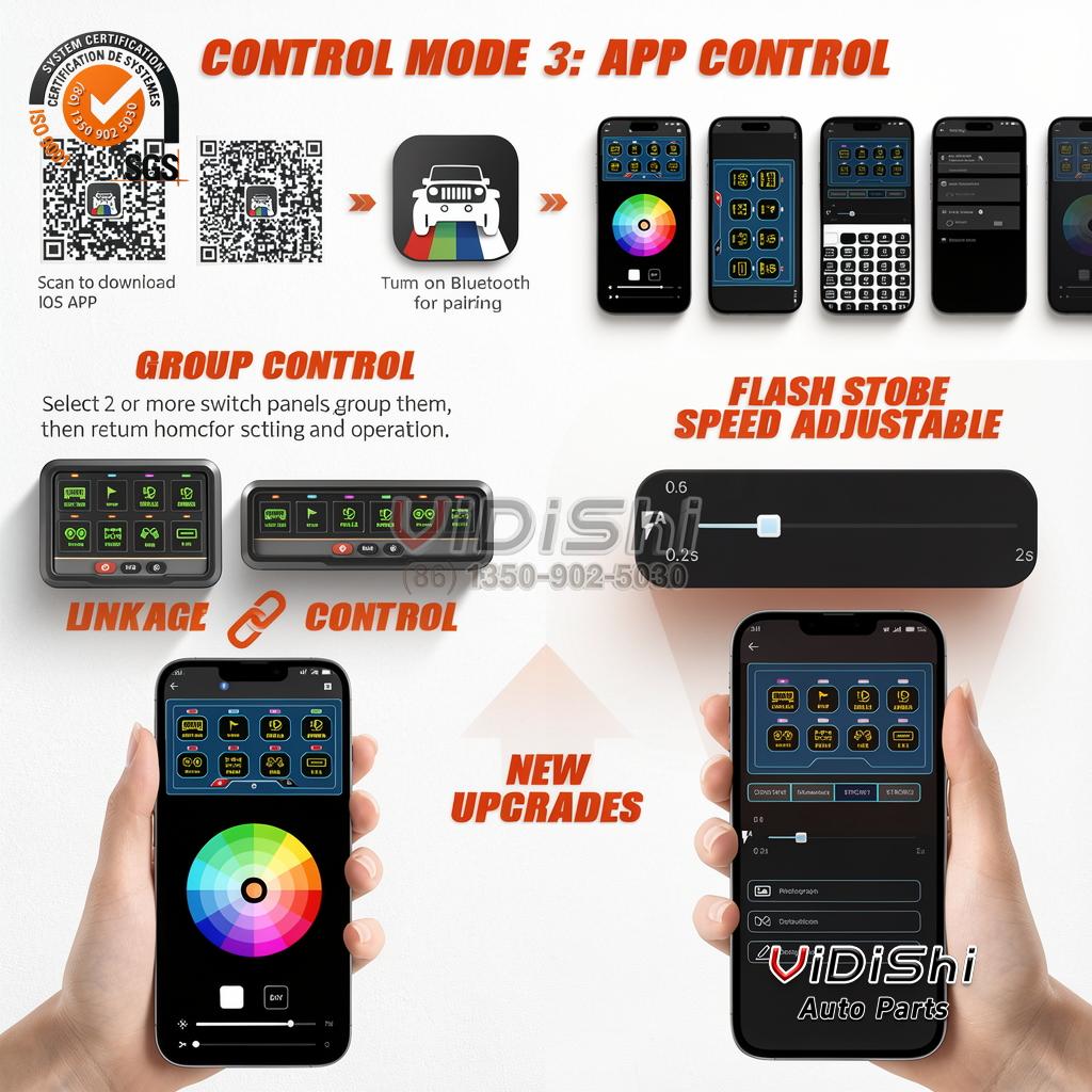 All Products 13 Universal Automotive 6 8 Gang LED Switch Panel ACC RGB Muti-color with Remote Control for SUV UTV ATV Off Road Light Controller gallery view