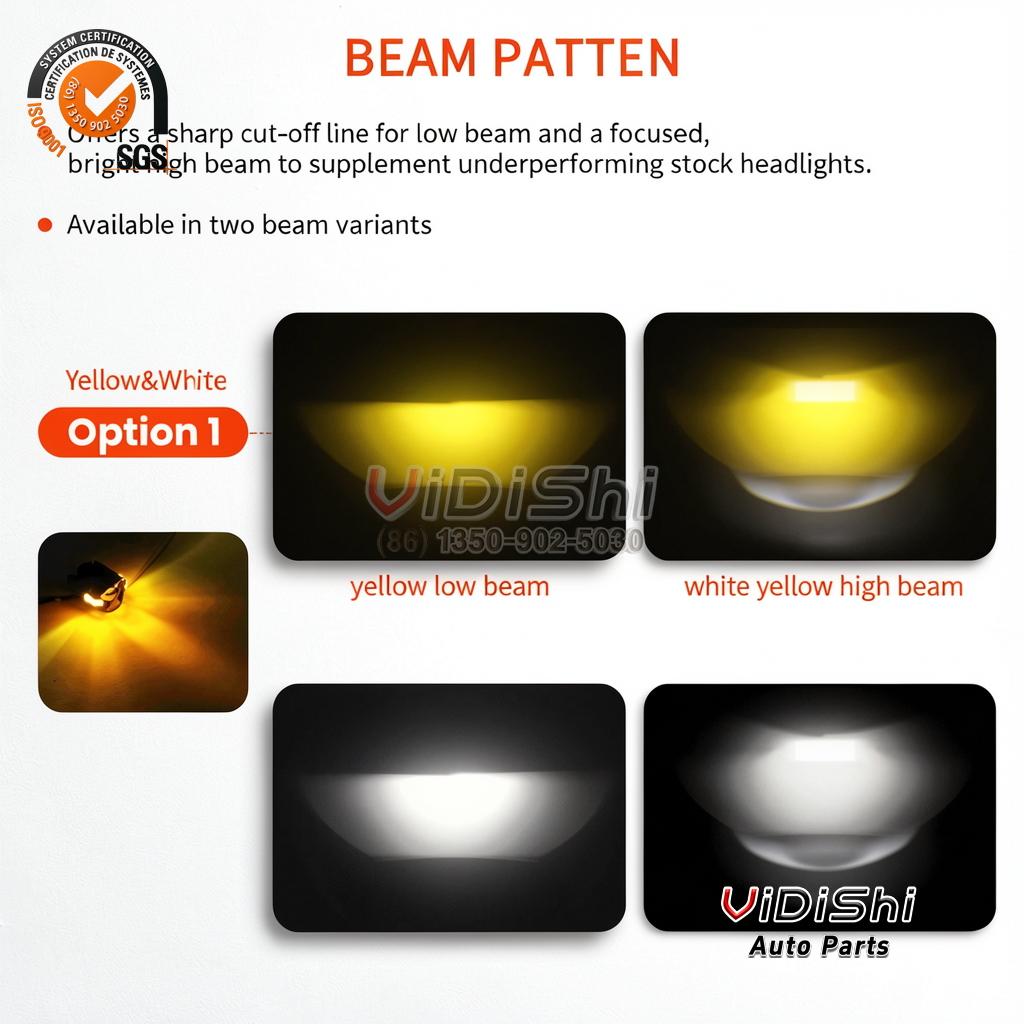 Blue Bi-Led Lens Cutt-Off Line Dual Color White Yellow Strobe High Low Beam Mini Driving Light Motorcycle Fog Led With Switch front view