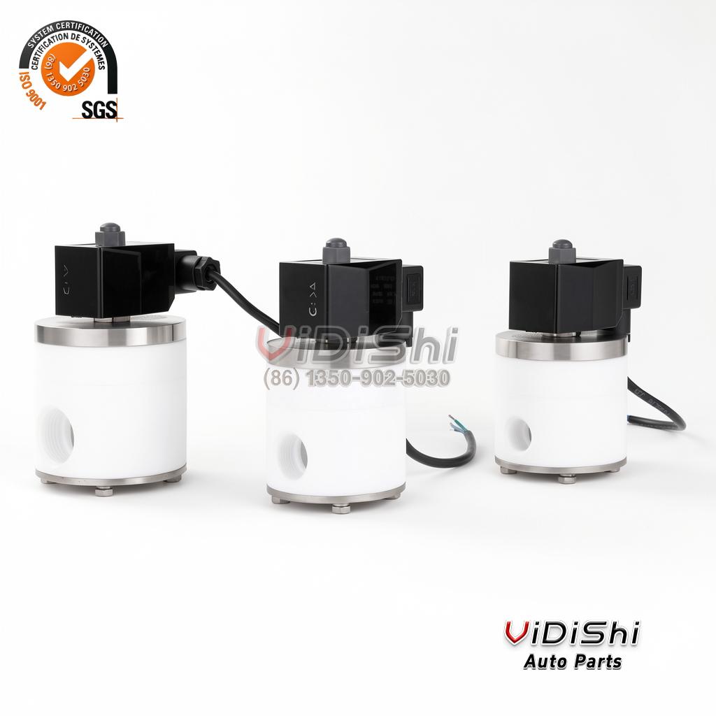 China Valve Supplier ZCF-15 PTFE Material Anti-corrosive Solenoid Valve for Chemistry Medium front view