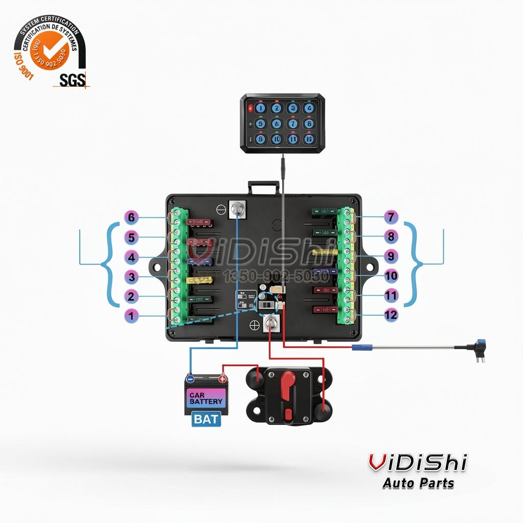 All Products 10 Adjustable Strobe Flash Toggle Momentary APP Control RGB Car Switch Panel 12 Gang Switch Panel for UTV ATV Truck RV Boat gallery view