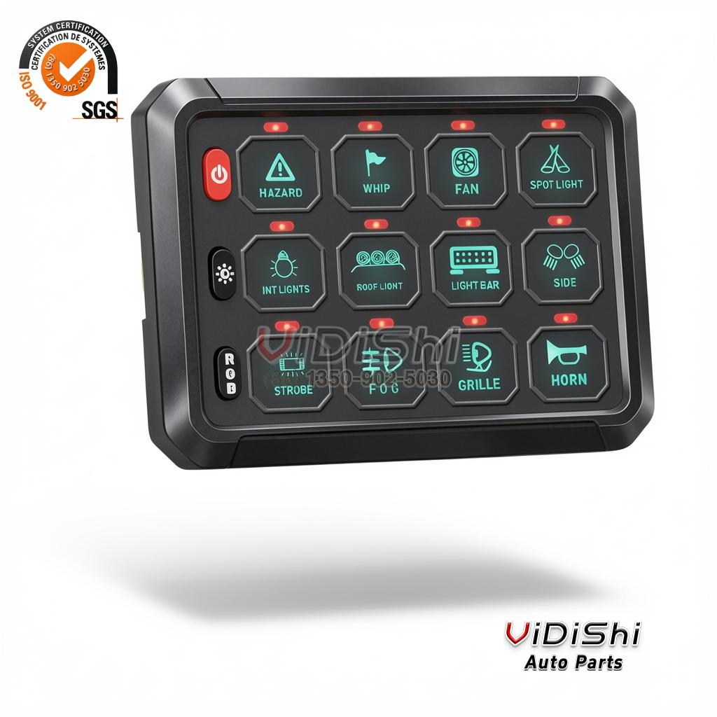 All Products 11 Adjustable Strobe Flash Toggle Momentary APP Control RGB Car Switch Panel 12 Gang Switch Panel for UTV ATV Truck RV Boat gallery view