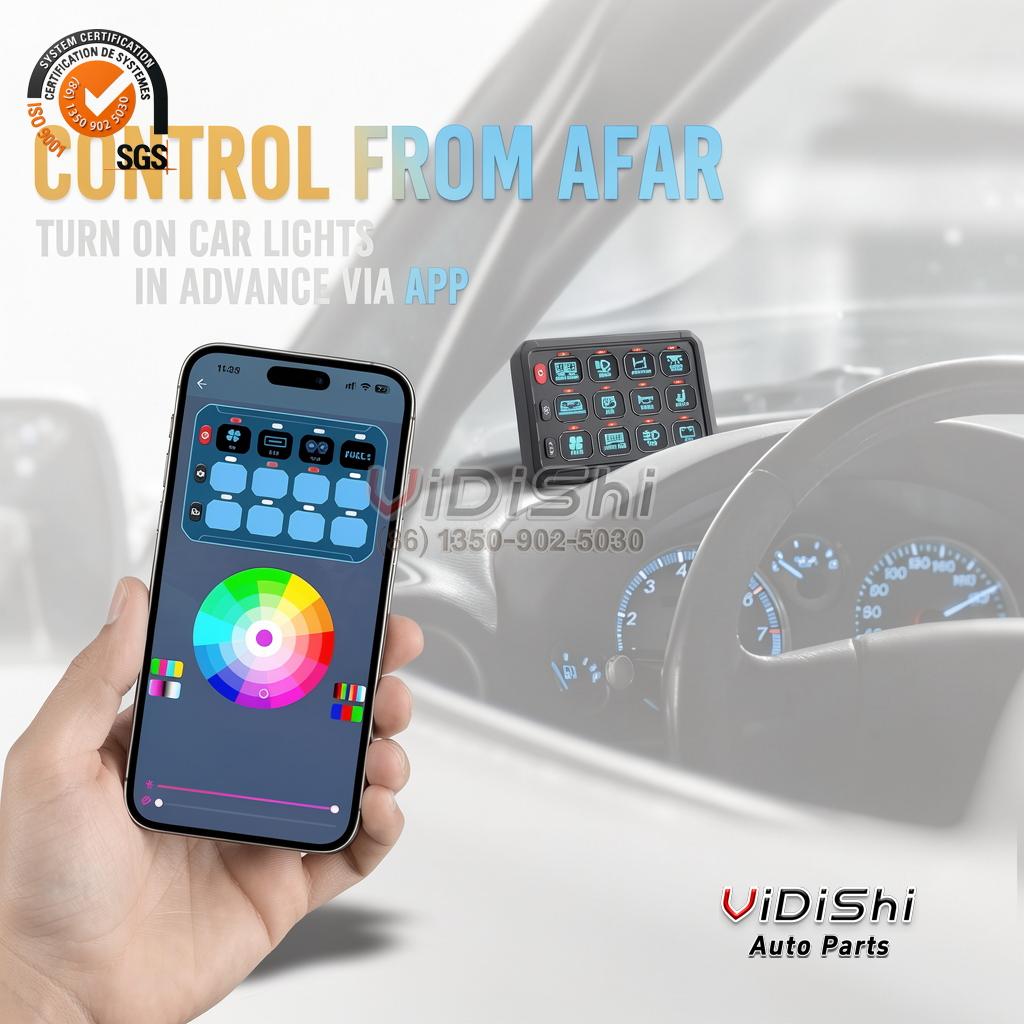 All Products 13 Adjustable Strobe Flash Toggle Momentary APP Control RGB Car Switch Panel 12 Gang Switch Panel for UTV ATV Truck RV Boat gallery view