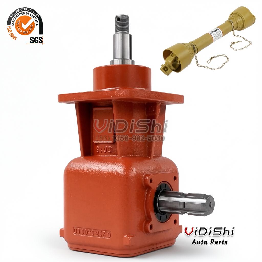 MW 540rpm Tractor PTO Right Angle Bevel Cutter Agricultural Rotovator Power Rotary Tiller Gear Box Feed — front view