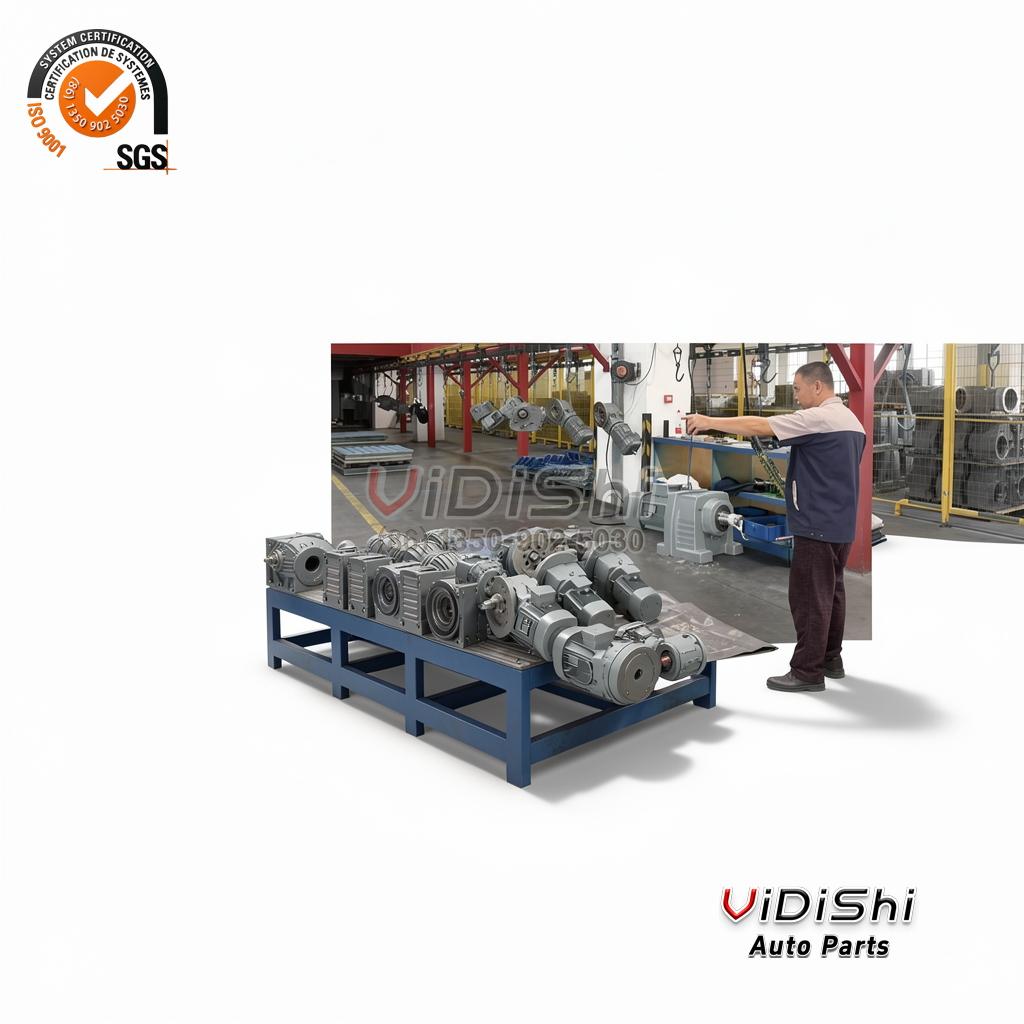 R Series Hard Tooth Helical Bevel Gearbox Inline Double Shafts Worm Gearing Arrangement Speed Reducer Motor — front view