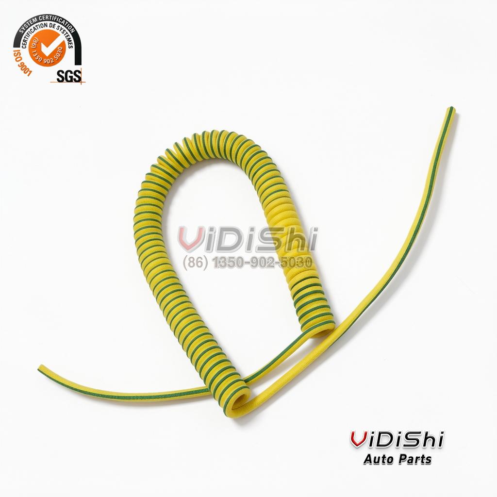 Green-yellow Wire Spring Cable with Lug Earth Wire Spiral Cable front view