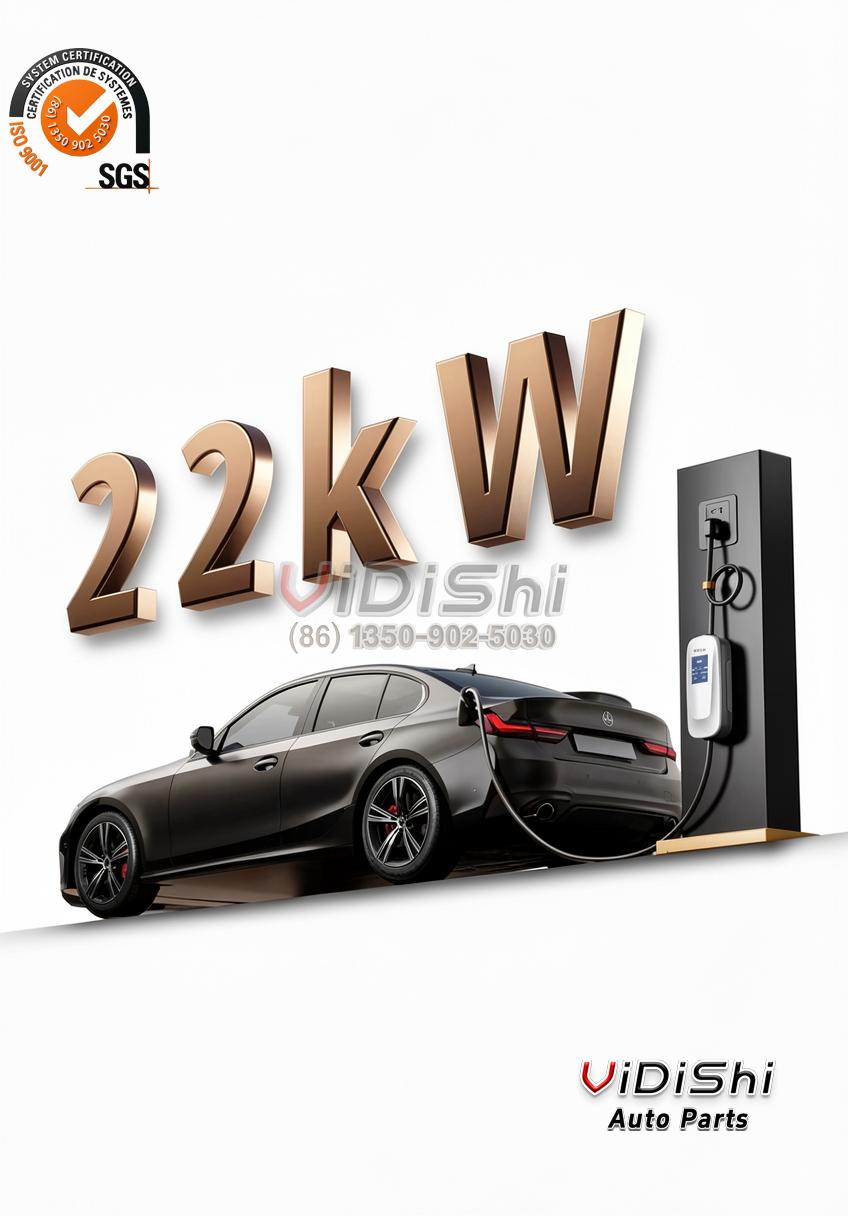 New Ningshing EV Charger for GBT with APP/WiFi 16A-32A Adjustable Wall-Mounted LCD Screen 7-11kW TYPE 2/TYPE 1 Model Cable Gun front view