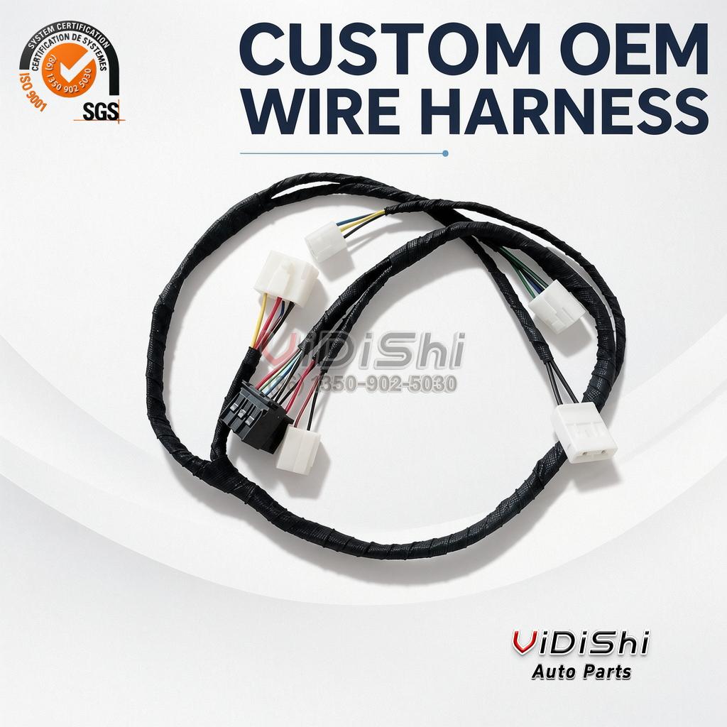 China Professional Custom Auto Electronic 12V Copper Core PVC + Tinned Copper Automobile Wiring Harness Molex 8pin Custom Length front view