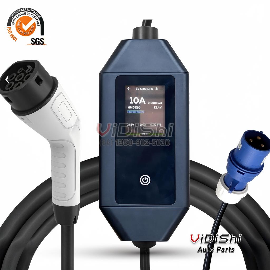 All Products 10 7kw Portable Type2 Ev Charger Adjustable Current 32a 5m Cable with Big Screen Display Home Use with Blue CEE Plug gallery view