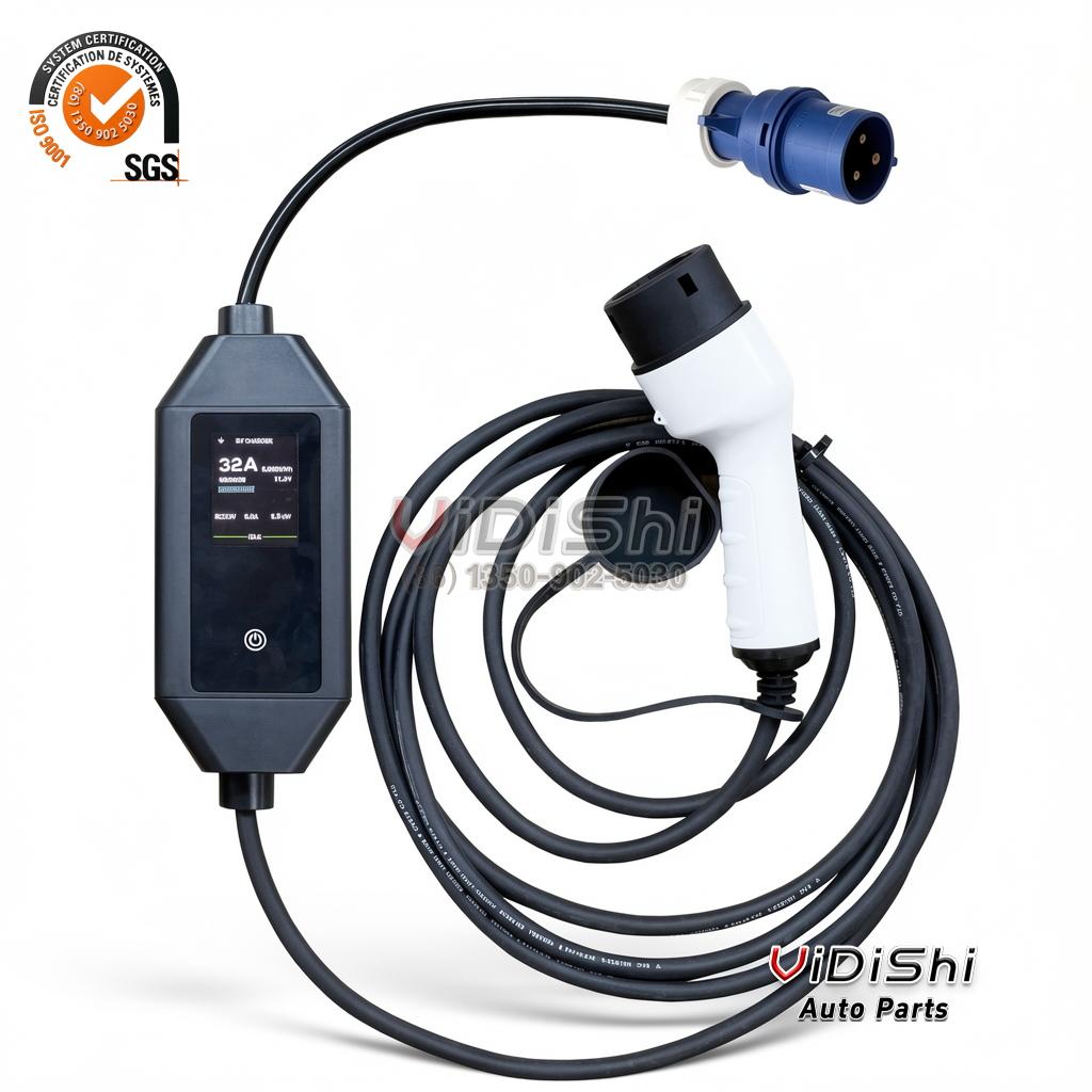 All Products 12 7kw Portable Type2 Ev Charger Adjustable Current 32a 5m Cable with Big Screen Display Home Use with Blue CEE Plug gallery view